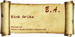 Bink Arika névjegykártya
